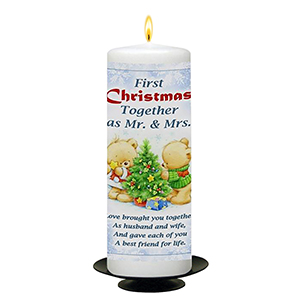 Personalsied Christmas Candle Gift - Baby Bear Decorating Your First Xmas